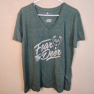 Fanatics Milwaukee Bucks Green 'Fear The Deer' V-Neck Tee (5738)